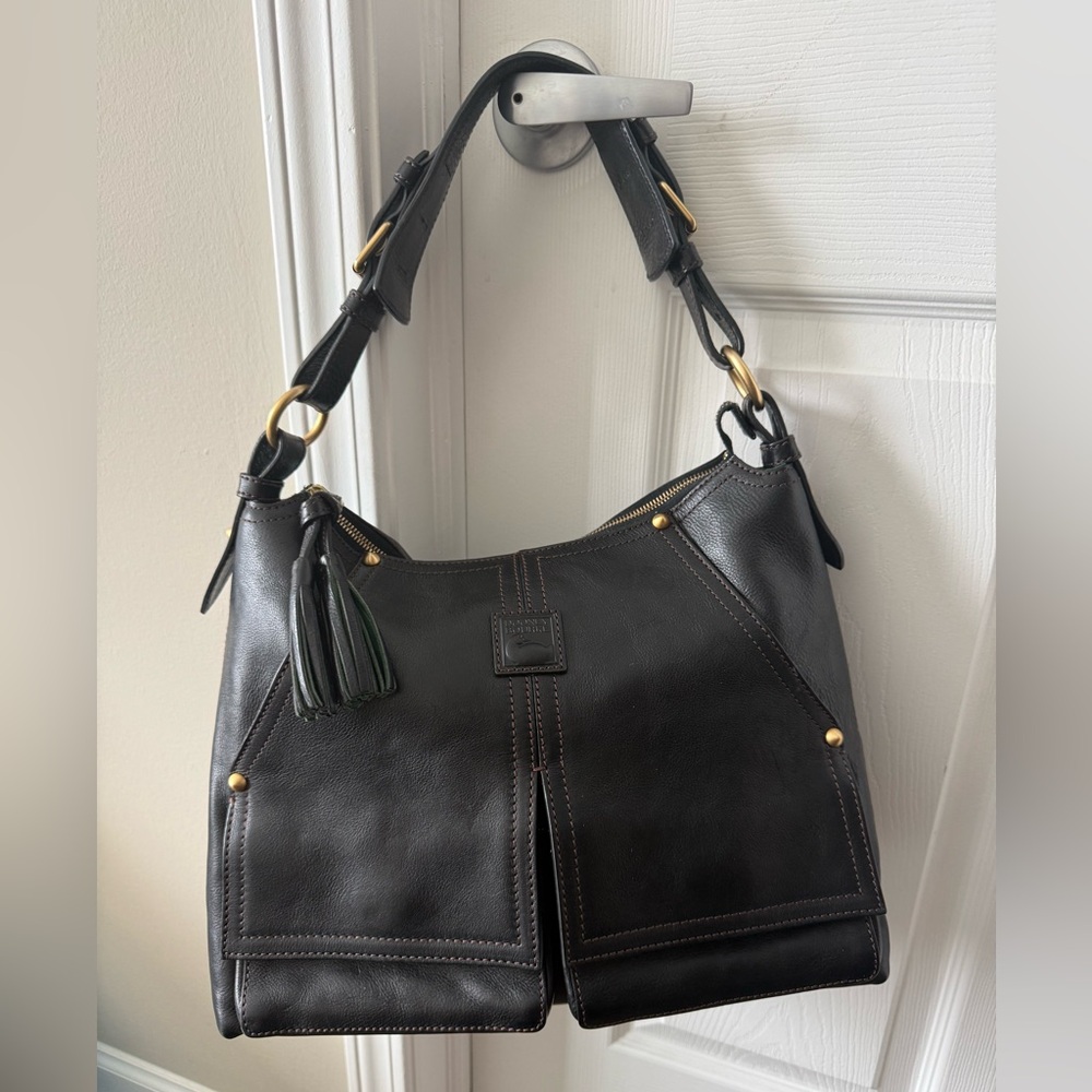 Dooney & Bourke Florentine leather Kingston Hobo in Black